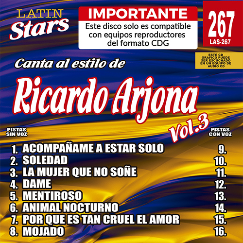 karaoke LAS 267 - Ricardo Arjona Vol. 3 3de_las267