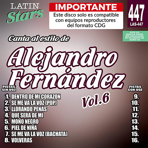 karaoke LAS 447 - Alejandro Fernández Vol. 6 52b_las447