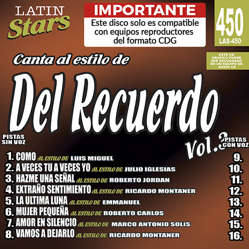 karaoke LAS 450 - Del Recuerdo Vol. 3 65f_las450