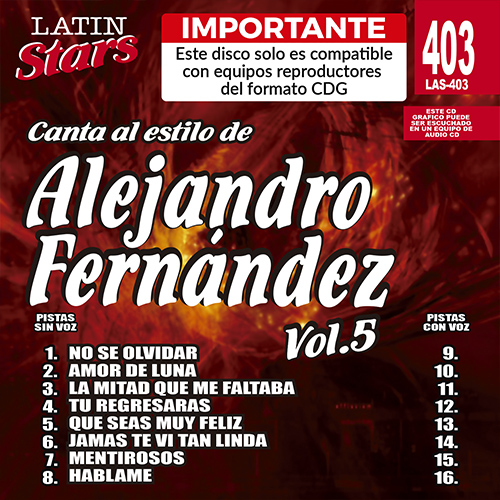 karaoke LAS 403 - Alejandro Fernández Vol. 5 A5a_las403