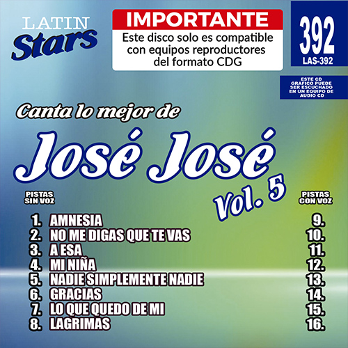 karaoke LAS 392 - José José Vol. 5 B19_las392