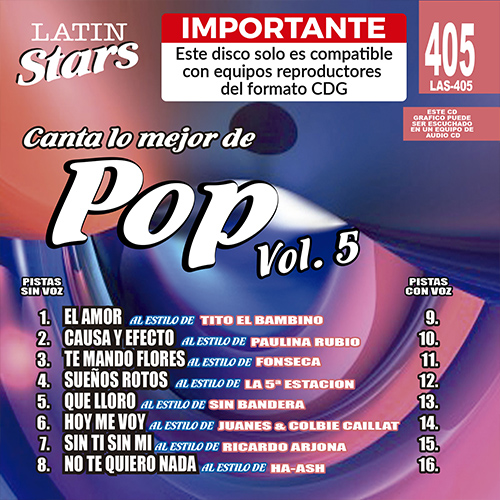 karaoke LAS 405 - Pop Vol. 5 D2b_las405