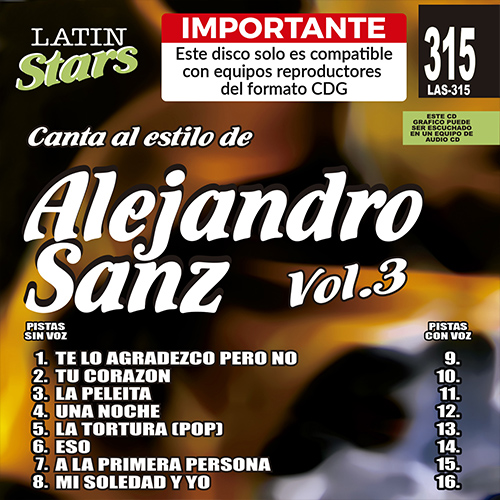karaoke LAS 315 - Alejandro Sanz Vol. 3 E1a_las315