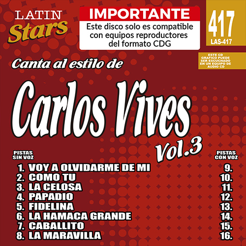 karaoke LAS 417 - Carlos Vives Vol. 3 F64_las417